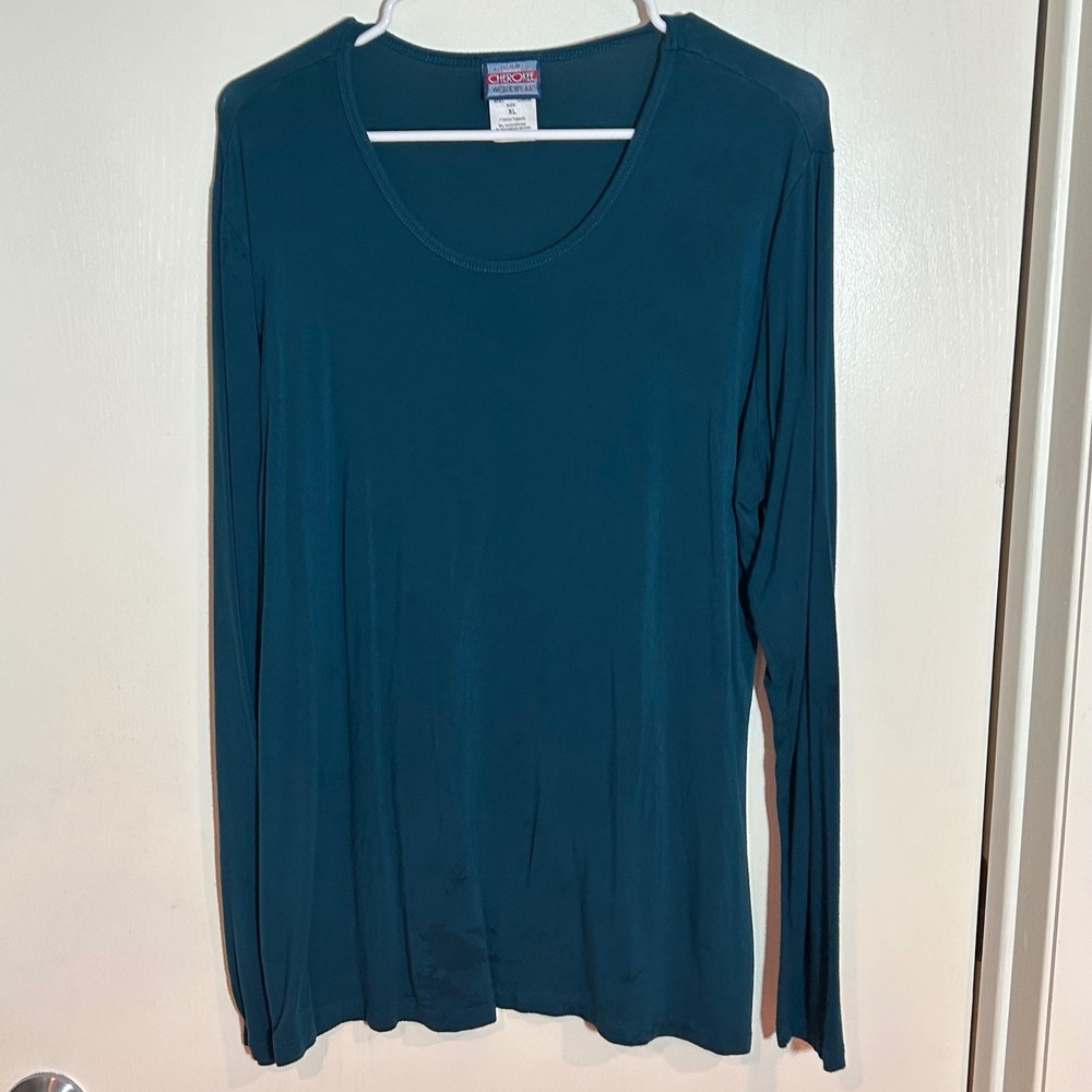 Cherokee Workwear Scrub Undershirt Long Sleeve Teal Blue XL